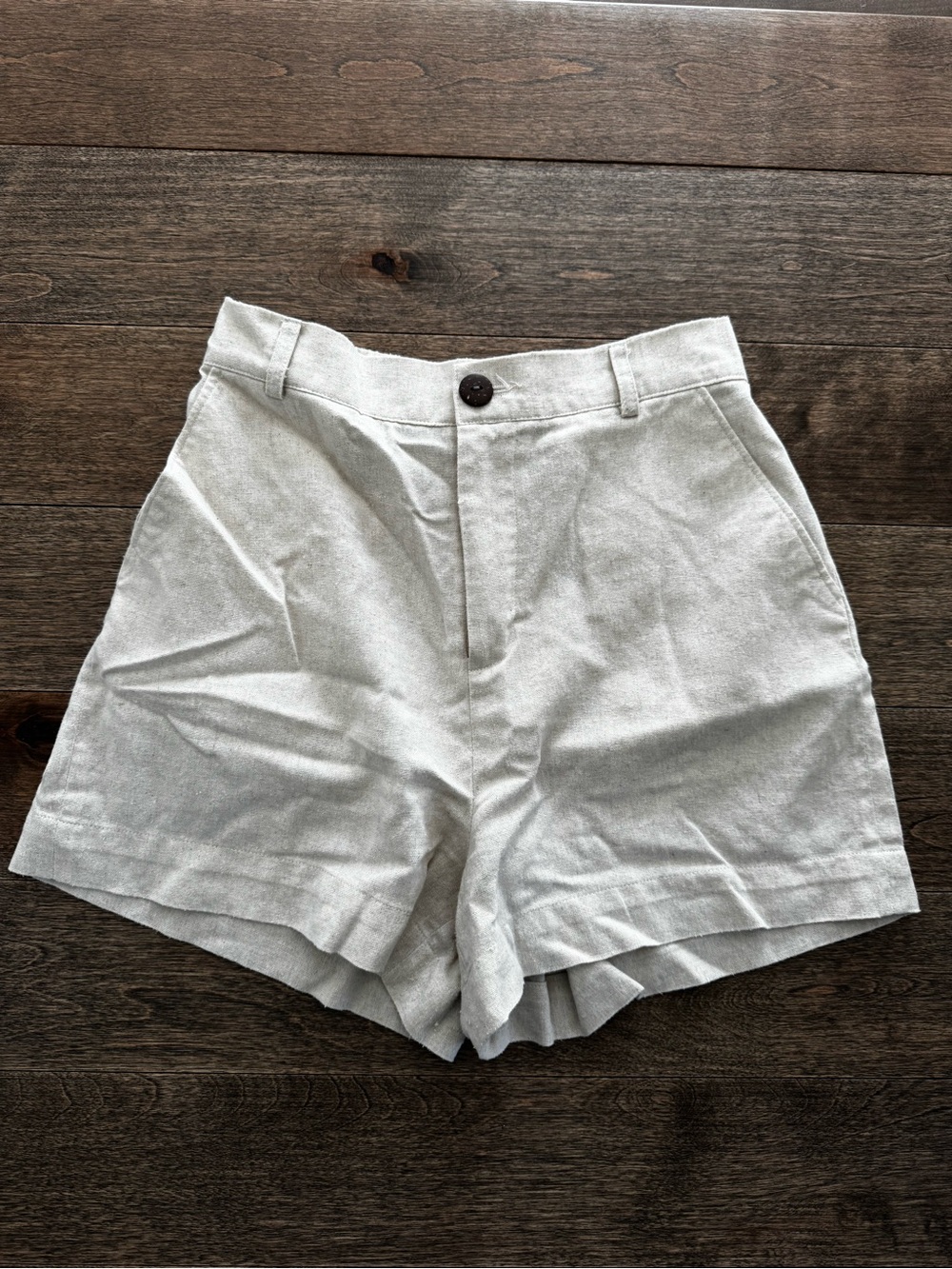 High-Rise Cream Linen-Blend Women’s Shorts